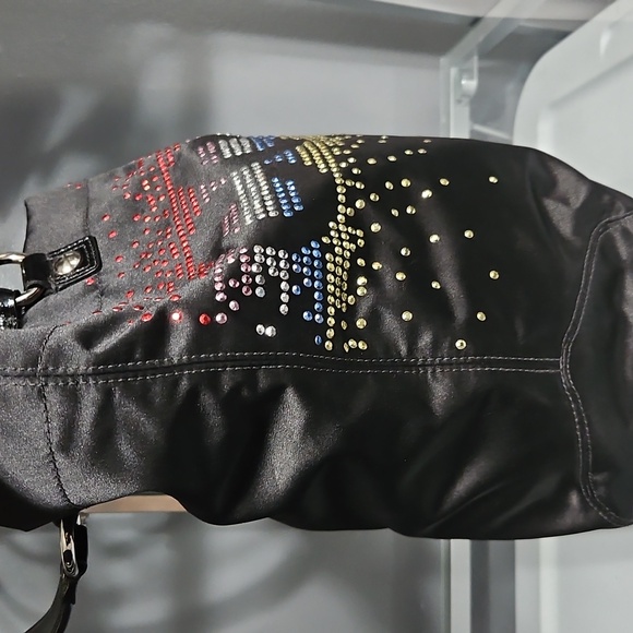 Coach Limited Edition Holiday Black Sateen Rhinestone Tote - Picture 2 of 9